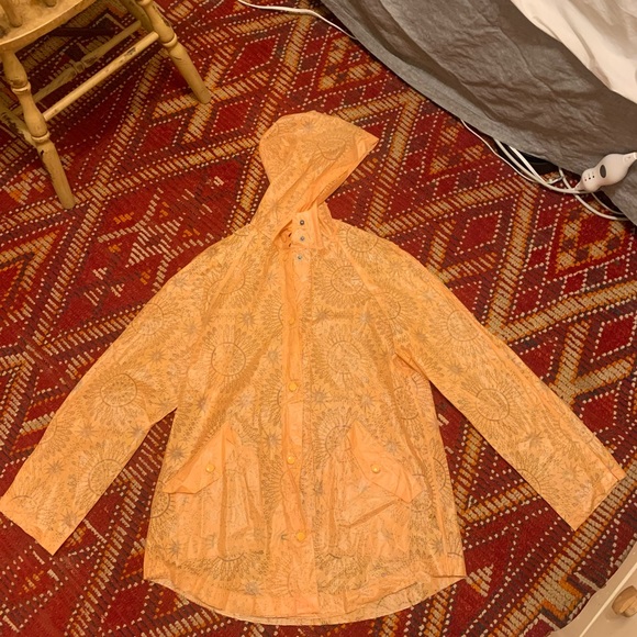Free People Jackets & Blazers - Free People orange patterned rain coat